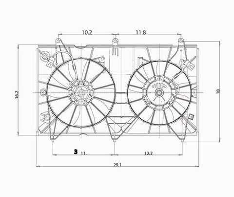 Honda 03-07 Honda Accord Sedan/Coupe L4 (Denso) Radiator & Condenser Cooling Fan Assembly (1) Pc Replacement 2003,2004,2005,2006,2007
