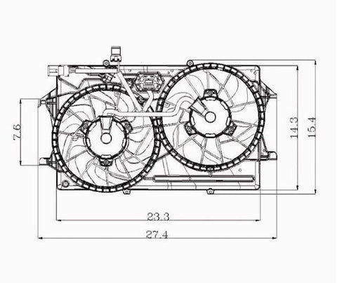 Ford 00-02 Ford Focus 2.0L W/ Ac Radiator & Condenser Cooling Fan Assembly (1) Pc Replacement 2000,2001,2002