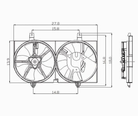 Nissan 02-06 Nissan Sentra 1.8L W/ Ac Radiator & Condenser Cooling Fan Assembly (1) Pc Replacement 2002,2003,2004,2005,2006