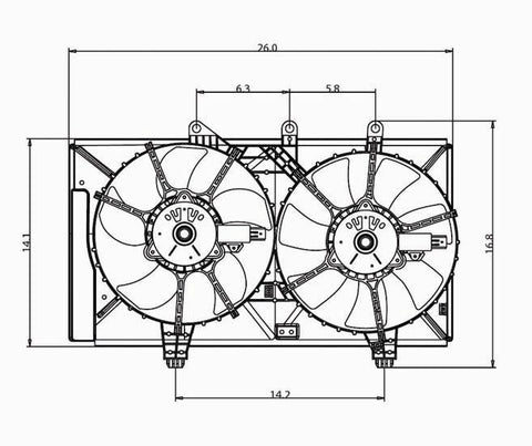 Dodge 02-03 Dodge Neon 2.0L At/01-01 Neon 4-Spd At Radiator & Condenser Cooling Fan Assembly (1) Pc Replacement 2002,2003