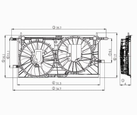 Chevy 01-05 Chevy Venture/Om Silhouette/Pontiac Montana W/O Rear Ac Radiator & Condenser Cooling Fan Assembly (1) Pc Replacement 2001,2002,2003,2004,2005