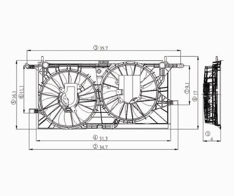 Chevy 01-05 Chevy Venture/Om Silhouette/Pontiac Montana W/ Rear Ac Radiator & Condenser Cooling Fan Assembly (1) Pc Replacement 2001,2002,2003,2004,2005