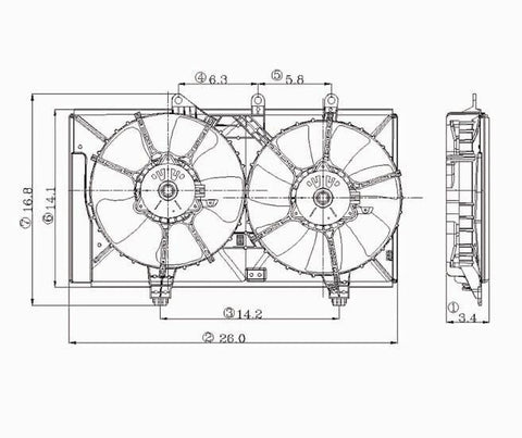 Dodge 04-05 Dodge Neon 2.0L At Radiator & Condenser Cooling Fan Assembly (1) Pc Replacement 2004,2005