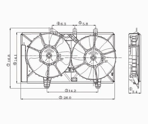 Dodge 03-05 Dodge Neon 2.4L Radiator & Condenser Cooling Fan Assembly (1) Pc Replacement 2003,2004,2005