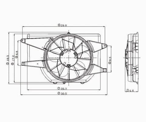 Saturn 02-03 Saturn Vue 3.0L Radiator & Condenser (S) Cooling Fan Assembly (1) Pc Replacement 2002,2003