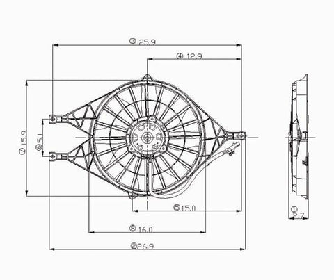 Dodge 00-02 Dodge Dakota 2.5/3.9/4.7L Radiator & Condenser (S) Cooling Fan Assembly (1) Pc Replacement 2000,2001,2002