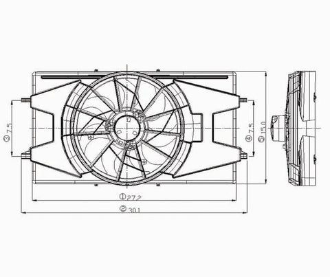 Saturn 03-07 Saturn Ion Coupe/Sedan 2.2/2.4L Radiator & Condenser (S) Cooling Fan Assembly (1) Pc Replacement 2003,2004,2005,2006,2007