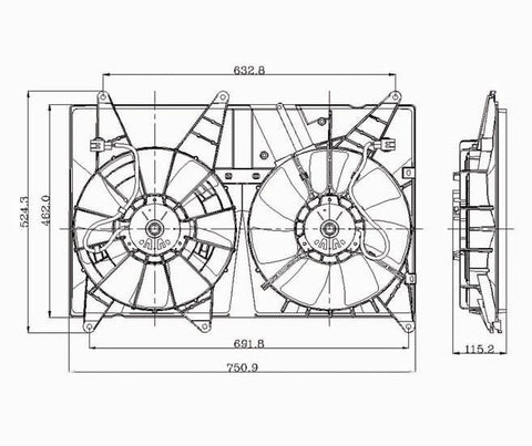 Lexus 99-00 Lexus Rx-300 Radiator & Condenser Cooling Fan Assembly (1) Pc Replacement 1999,2000