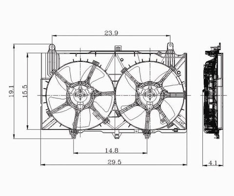 Infiniti 03-06 Infiniti G-35 Coupe/Sedan/ 03-06 Nissan 350-Z At Radiator & Condenser Cooling Fan Assembly (1) Pc Replacement 2003,2004,2005,2006