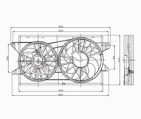 Ford 04-07 Ford Forester/Mercury Monterey Radiator & Condenser Cooling Fan Assembly (1) Pc Replacement 2004,2005,2006,2007