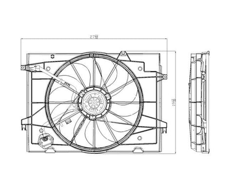 Hyundai 05-09 Hyundai Tucson / 05-09 Kia Sportage 2.0L Cooling Fan Assembly (1) Pc Replacement 2005,2006,2007,2008,2009