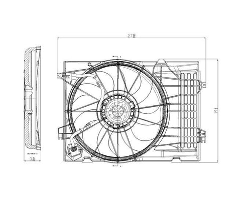 Hyundai 05-09 Hyundai Tucson / 05-09 Kia Sportage 2.7L Radiator & Condenser (S) Cooling Fan Assembly (1) Pc Replacement 2005,2006,2007,2008,2009