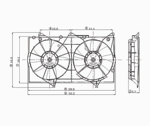 Lexus 04-05 Lexus Es-330 Radiator & Condenser Cooling Fan Assembly (1) Pc Replacement 2004,2005