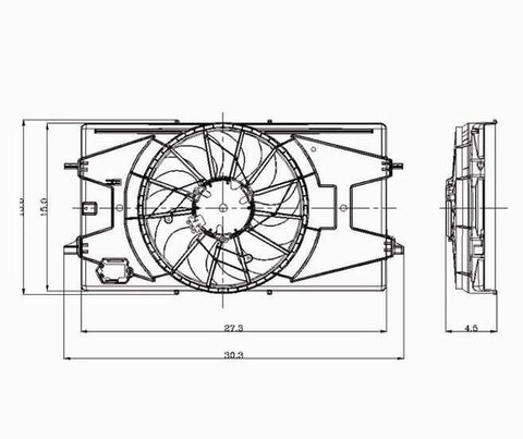 Chevy 05-09 Chevy Cobalt 2.2L Radiator & Condenser (S) Cooling Fan Assembly (1) Pc Replacement 2005,2006,2007,2008,2009