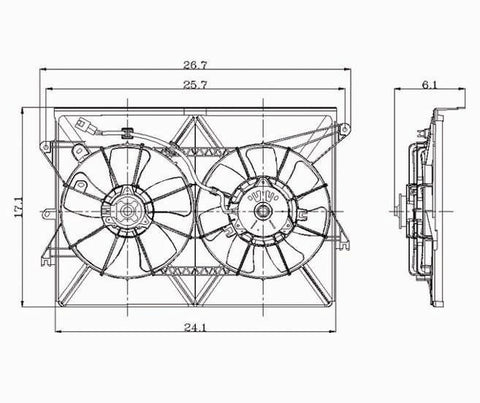 Scion 05-09 Scion Tc Radiator & Condenser Cooling Fan Assembly (1) Pc Replacement 2005,2006,2007,2008,2009