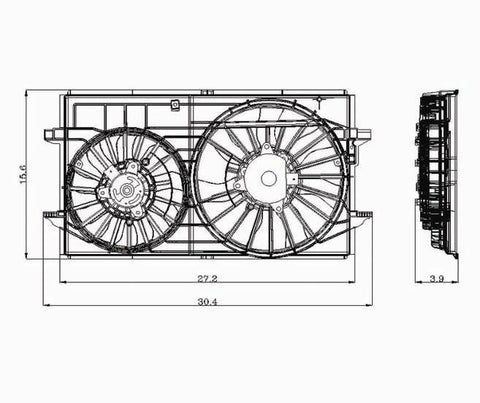 Chevy 04-08 Chevy Malibu Maxx/Malibu 2.2/3.5L Radiator & Condenser Ondenser Cooling Fan Assembly (1) Pc Replacement 2004,2005,2006,2007,2008