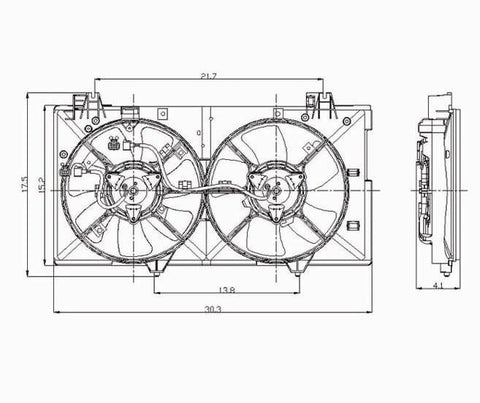 Mazda 03-08 Mazda Mazda-6 3.0L W/O Fcm Radiator & Condenser Cooling Fan Assembly (1) Pc Replacement 2003,2004,2005,2006,2007,2008