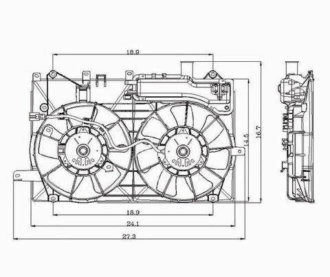 Toyota 04-09 Toyota Prius Radiator & Condenser Cooling Fan Assembly (1) Pc Replacement 2004,2005,2006,2007,2008,2009