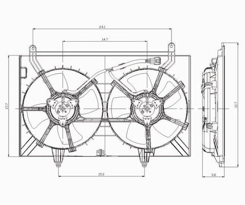 Infiniti 03-08 Infiniti Fx-35 Radiator & Condenser Coolinfinitig Fan Assembly (1) Pc Replacement 2003,2004,2005,2006,2007,2008