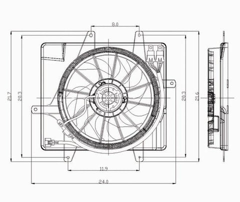 Chrysler 06-08 Chrysler Pt Cruiser W/O Turbo Radiator & Condenser (S) Cooling Fan Assembly (1) Pc Replacement 2006,2007,2008