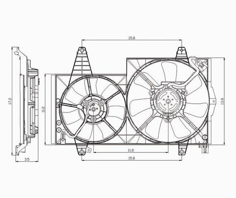 Volvo 00-04 Volvo 40 Series Radiator & Condenser Cooling Fan Assembly (1) Pc Replacement 2000,2001,2002,2003,2004