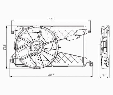 Mazda 04-08 Mazda Mazda-3 W/O Turbobo Radiator & Condenser (S) Cooling Fan Assembly (1) Pc Replacement 2004,2005,2006,2007,2008