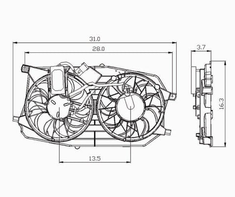 Ford 05-07 Ford 500/ Freestyle/ Mercury Montego Radiator & Condenser Cooling Fan Assembly (1) Pc Replacement 2005,2006,2007