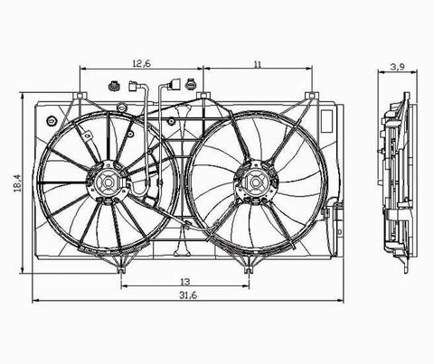 Toyota 07-09 Toyota Camry (Us)/05-09 Toyota Avalon V6 Radiator & Condenser Cooling Fan Assembly (1) Pc Replacement 2007,2008,2009