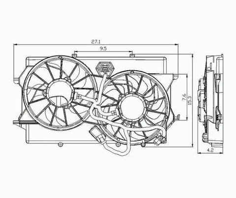 Ford 05-07 Ford Focus 2.0/2.3L Radiator & Condenser Cooling Fan Assembly (1) Pc Replacement 2005,2006,2007