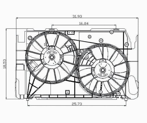 Toyota 06-08 Toyota Rav4 /Rav-4 2.4L/09 Rav4 /Rav-4 2.5L L4 Radiator & Condenser Cooling Fan Assembly (1) Pc Replacement 2006,2007,2008