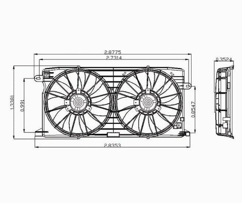 Cadillac 98-04 Cadillac Seville Radiator & Condenser Cooling Fan Assembly (1) Pc Replacement 1998,1999,2000,2001,2002,2003,2004