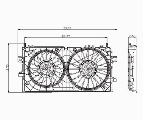 Chevy 06-08 Chevy Impala/Monte Carlo /04-08 Pontiac Grand Prix 5.3L Radiator & Condenser Cooling Fan Assembly (1) Pc Replacement 2006,2007,2008