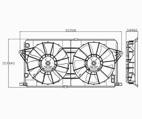 Buick 06-09 Buick Lucerne/ 06-08 Cadillac D.T.S/ Dts Radiator & Condenser Cooling Fan Assembly (1) Pc Replacement 2006,2007,2008,2009