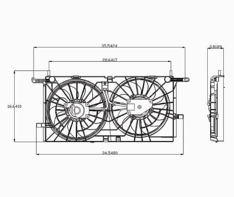 Chevy 05-06 Chevy Uplander 3.5L (W/O Rear Ac) Radiator & Condenser Cooling Fan Assembly (1) Pc Replacement 2005,2006