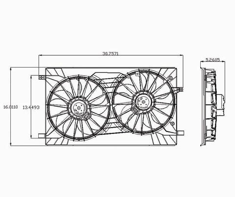 Chrysler 07-11 Chrysler Sebring Sedan/ 08-11 Sebring Conv Radiator & Condenser Cooling Fan Assembly (1) Pc Replacement 2007,2008,2009,2010.2011