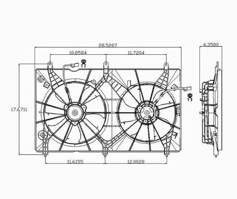 Honda 03-07 Honda Accord Sedan/Coupe L4 (Valeo) Radiator & Condenser Cooling Fan Assembly (1) Pc Replacement 2003,2004,2005,2006,2007