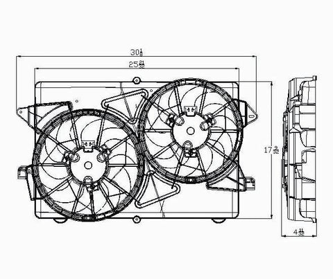 Saturn 04-07 Saturn Vue 3.5L V6 Radiator & Condenser Cooling Fan Assembly (1) Pc Replacement 2004,2005,2006,2007