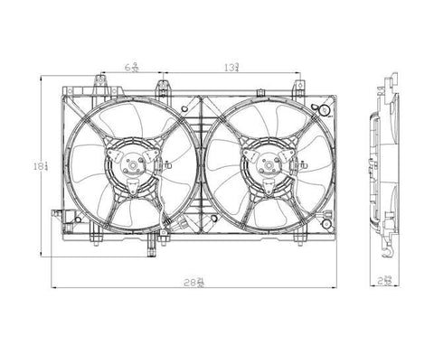 Subaru 03-08 Subaru Forester W/O Turbobo Radiator & Condenser Cooling Fan Assembly (1) Pc Replacement 2003,2004,2005,2006,2007,2008