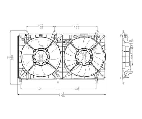 Mitsubishi 04-08 Mitsubishi Galant 2.4L Radiator & Condenser Cooling Fan Assembly (1) Pc Replacement 2004,2005,2006,2007,2008