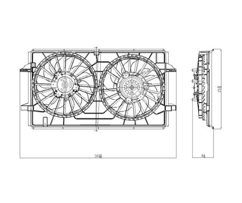 Chevy 08-10 Chevy Malibu /07-10 Pontiac G-6 3.5/3.6L Radiator & Condenser Cooling Fan Assembly (1) Pc Replacement 2008,2009,2010