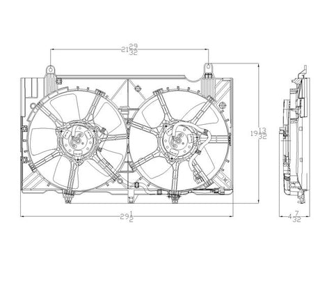 Nissan 07-08 Nissan 350-Z Radiator & Condenser Cooling Fan Assembly (1) Pc Replacement 2007,2008