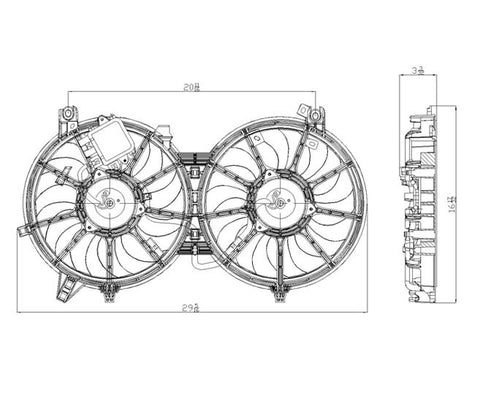 Infiniti 07-08 Infiniti G-35 Sedan Radiator & Condenser Coolinfinitig Fan Assembly (1) Pc Replacement 2007,2008