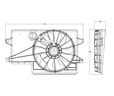 Ford 08-09 Ford Focus Radiator & Condenser (S) Cooling Fan Assembly (1) Pc Replacement 2008,2009