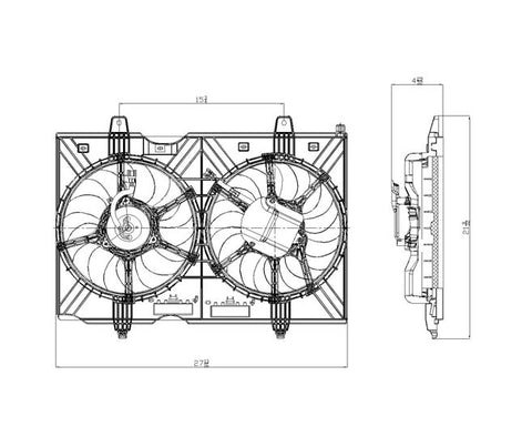 Nissan 08-09 Nissan Rouge Radiator & Condenser Cooling Fan Assembly (1) Pc Replacement 2008,2009