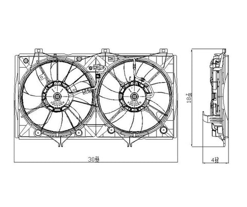 Toyota 07-09 Toyota Camry Hybrid Radiator & Condenser Cooling Fan Assembly (1) Pc Replacement 2007,2008,2009