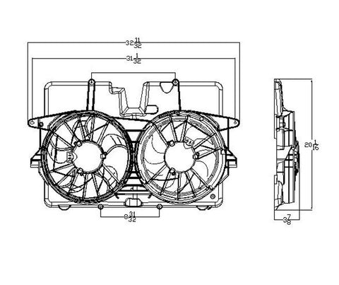 Ford 08-09 Ford Escape/05-08 Mercury Mariner 3.0L V6 Radiator & Condenser Cooling Fan Assembly (1) Pc Replacement 2008,2009