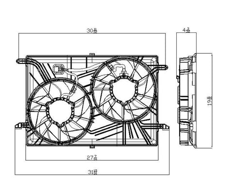 Gmc 07-09 Gmc Acadia/Saturn Outlook Radiator & Condenser Cooling Fan Assembly (1) Pc Replacement 2007,2008,2009