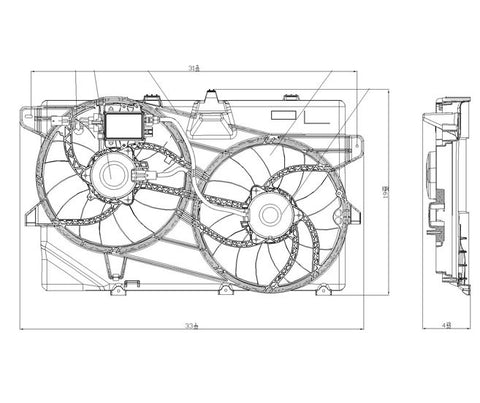 Ford 07-08 Ford Edge W/O Tow Radiator & Condenser Cooling Fan Assembly (1) Pc Replacement 2007,2008