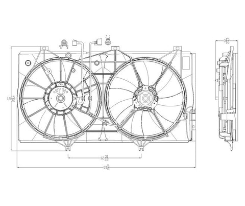 Lexus 07-09 Lexus Es-350 (W/Towing Pkg) Radiator & Condenser Cooling Fan Assembly (1) Pc Replacement 2007,2008,2009
