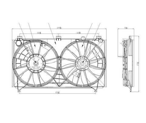 Lexus 06-08 Lexus Is-350 (W/O Reservoir) Radiator & Condenser Cooling Fan Assembly (1) Pc Replacement 2006,2007,2008